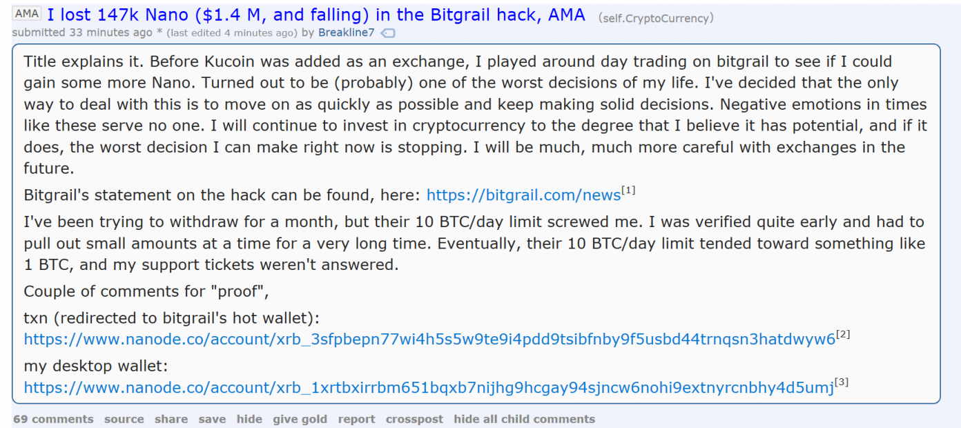 Cryptocurrency Exchange Bitgrail Closes After ‘Losing’ $170 Million of Nano