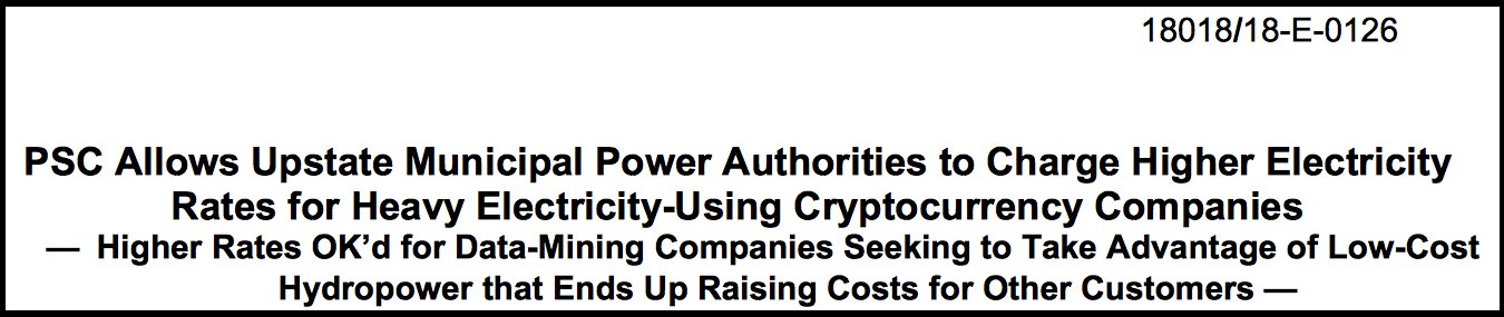 New York Power Companies Can Now Raise Rates for Bitcoin Miners