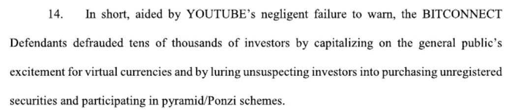 Youtube Dragged Into Bitconnect Class Action Lawsuit for Failure to Protect Victims