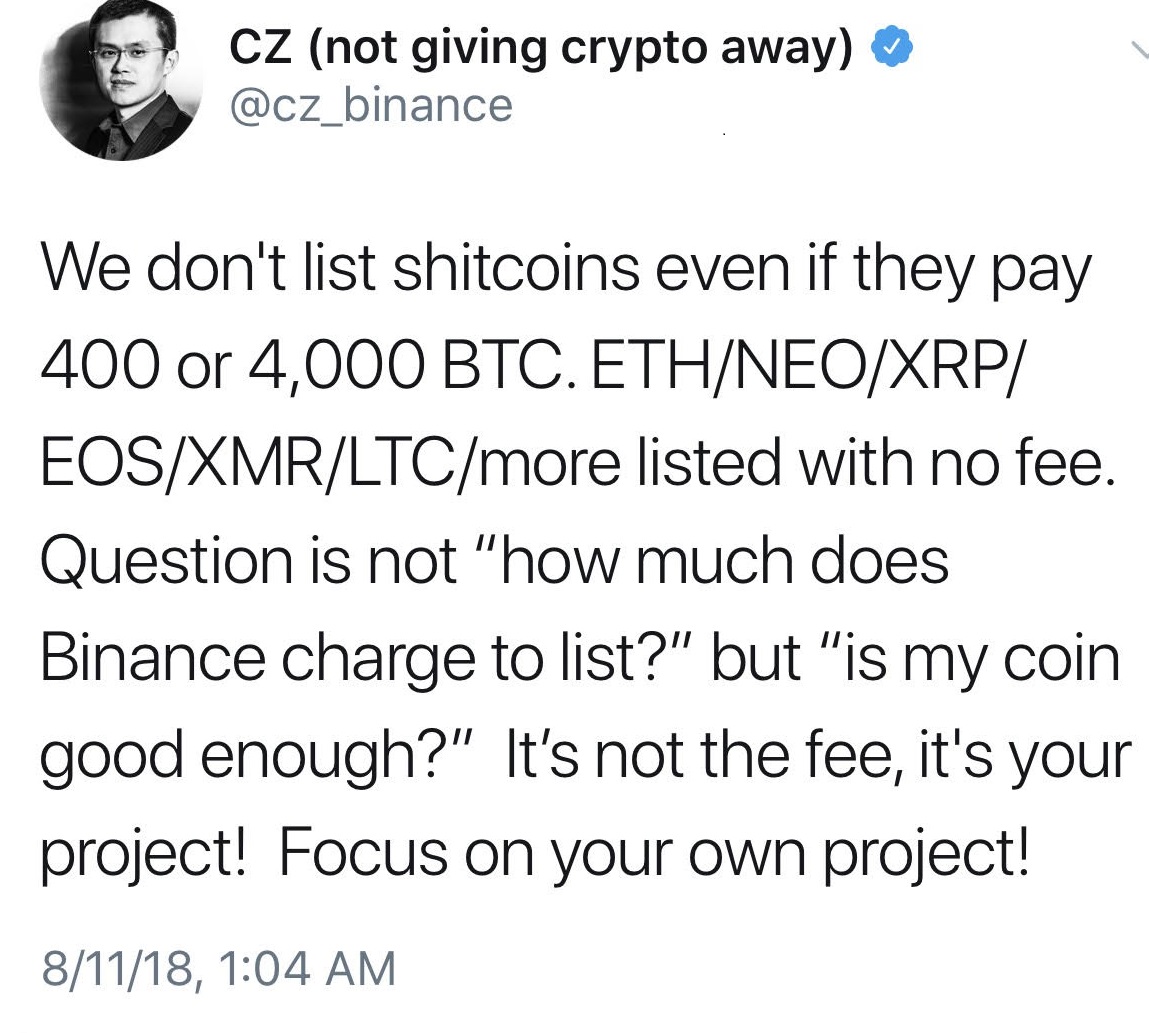 Binance Denies 400 BTC Listing Quote; Accuser Responds, “You are a F***king Liar”