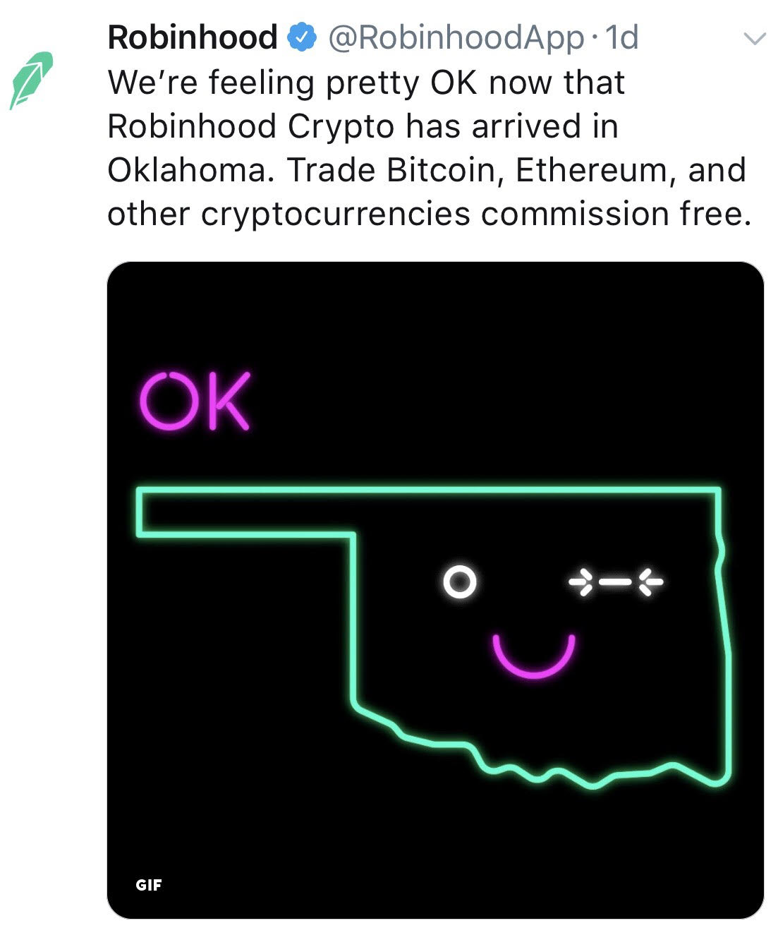 Free Crypto Trading App Robinhood Available in Alaska and Oklahoma