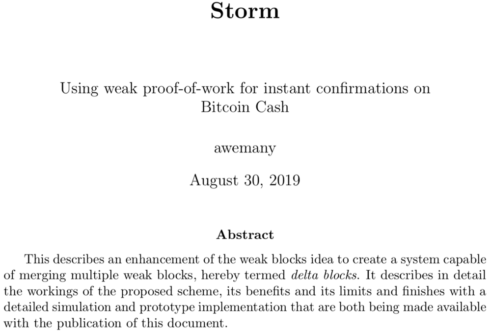 New Storm Concept Could Strengthen Bitcoin Cash Instant Transactions New Storm Concept Could Strengthen Bitcoin Cash Instant Transactions