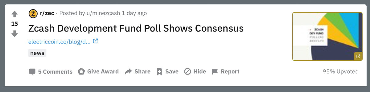 Zcash Community Votes to Distribute 20% of Mining Rewards to Infrastructure Development