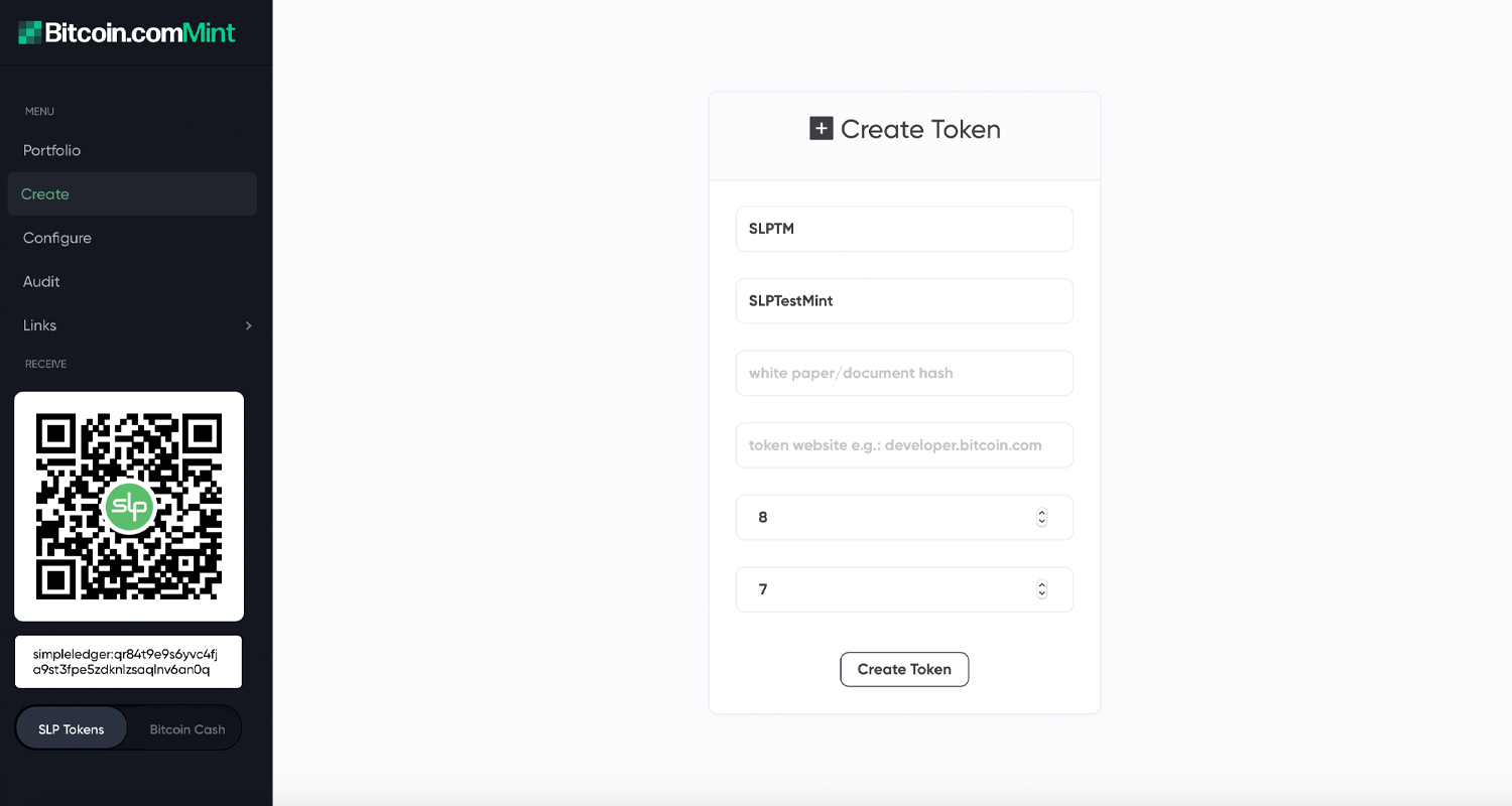 How to Create Custom SLP Tokens With the Bitcoin.com Mint