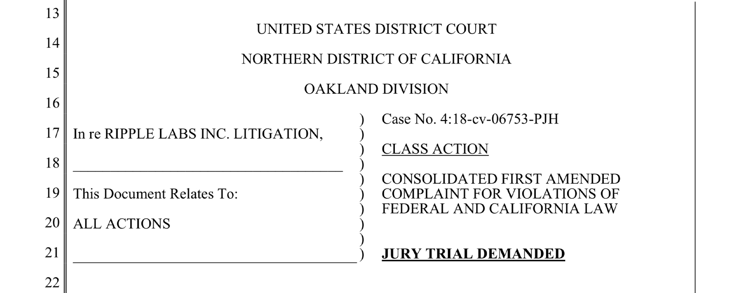 Ripple CEO's Public Statements About XRP Token Under Fire in Class-Action Lawsuit