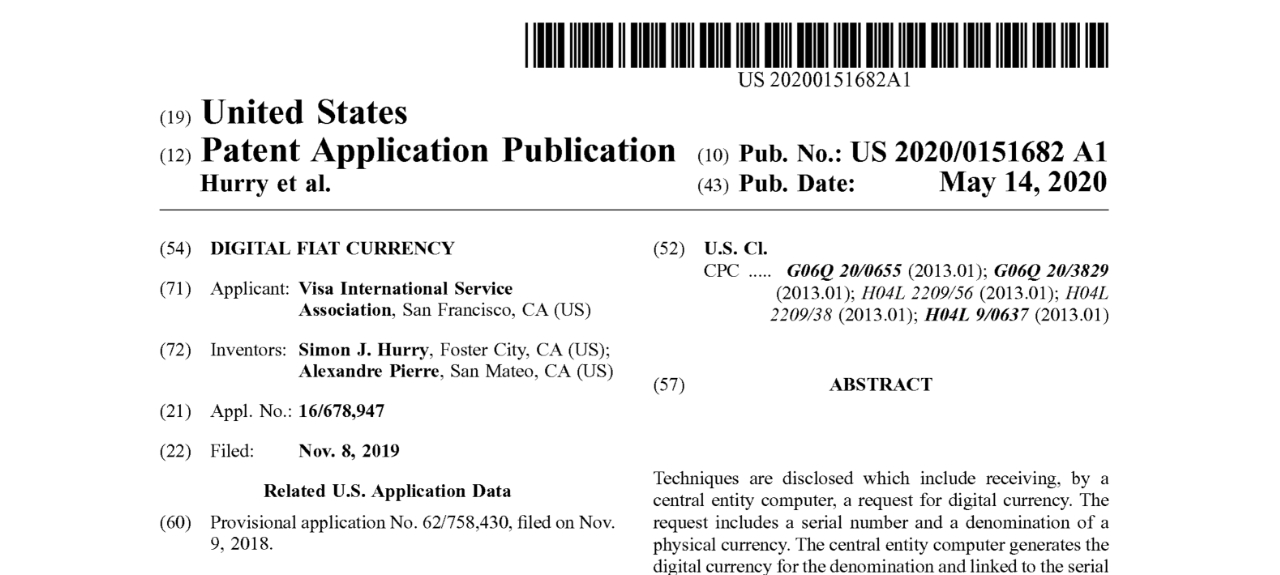 Visa Files Patent for Cryptocurrency System to Replace Cash