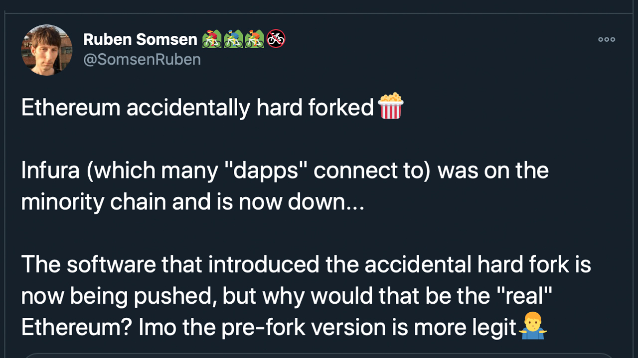 Ethereum Suffers from Unintended 'Chain Split,' Few Third-Party Services 'Got Stuck on Minority Chain' Ethereum Suffers from Unintended 'Chain Split,' Few Third-Party Services 'Got Stuck on Minority Chain'
