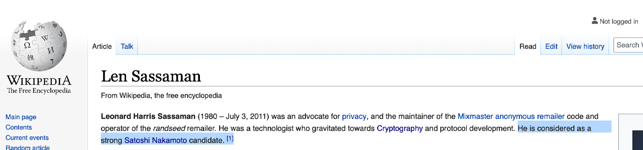 The Many Facts Pointing to Cypherpunk Len Sassaman Being Satoshi Nakamoto The Many Facts Pointing to Cypherpunk Len Sassaman Being Satoshi Nakamoto