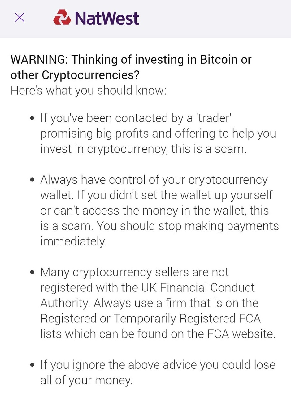 Major British Bank Natwest Alerts Customers With Tips to Avoid Cryptocurrency Scams Major British Bank Natwest Alerts Customers With Tips to Avoid Cryptocurrency Scams