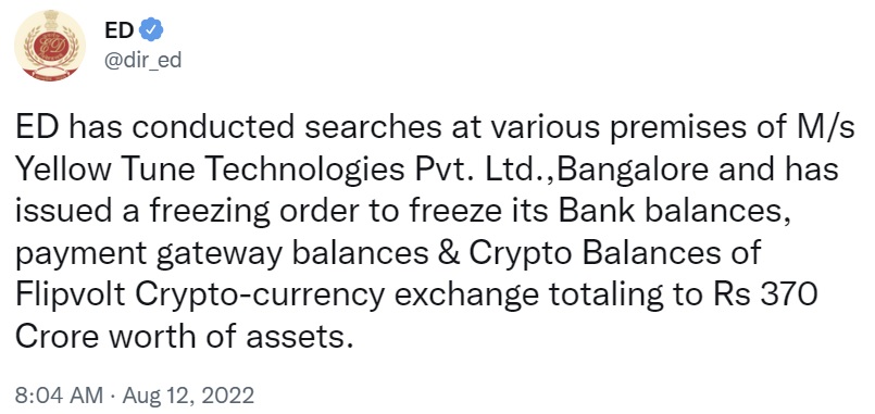 India Freezes Peter Thiel-Backed Vauld's Crypto and Bank Assets Worth $46 Million