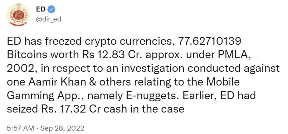India Freezes Bitcoin Held at Crypto Exchange Binance in Ongoing Investigation Involving Wazirx