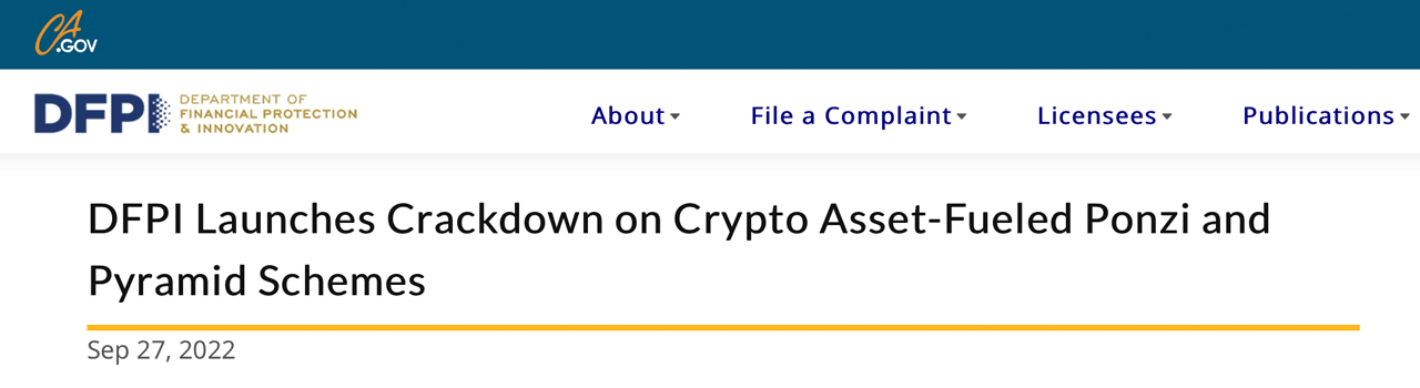 California Launches Crackdown on 11 Crypto Firms Accused of Operating Ponzi Schemes