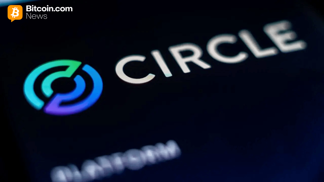 Circle logo on a black smartphone display.