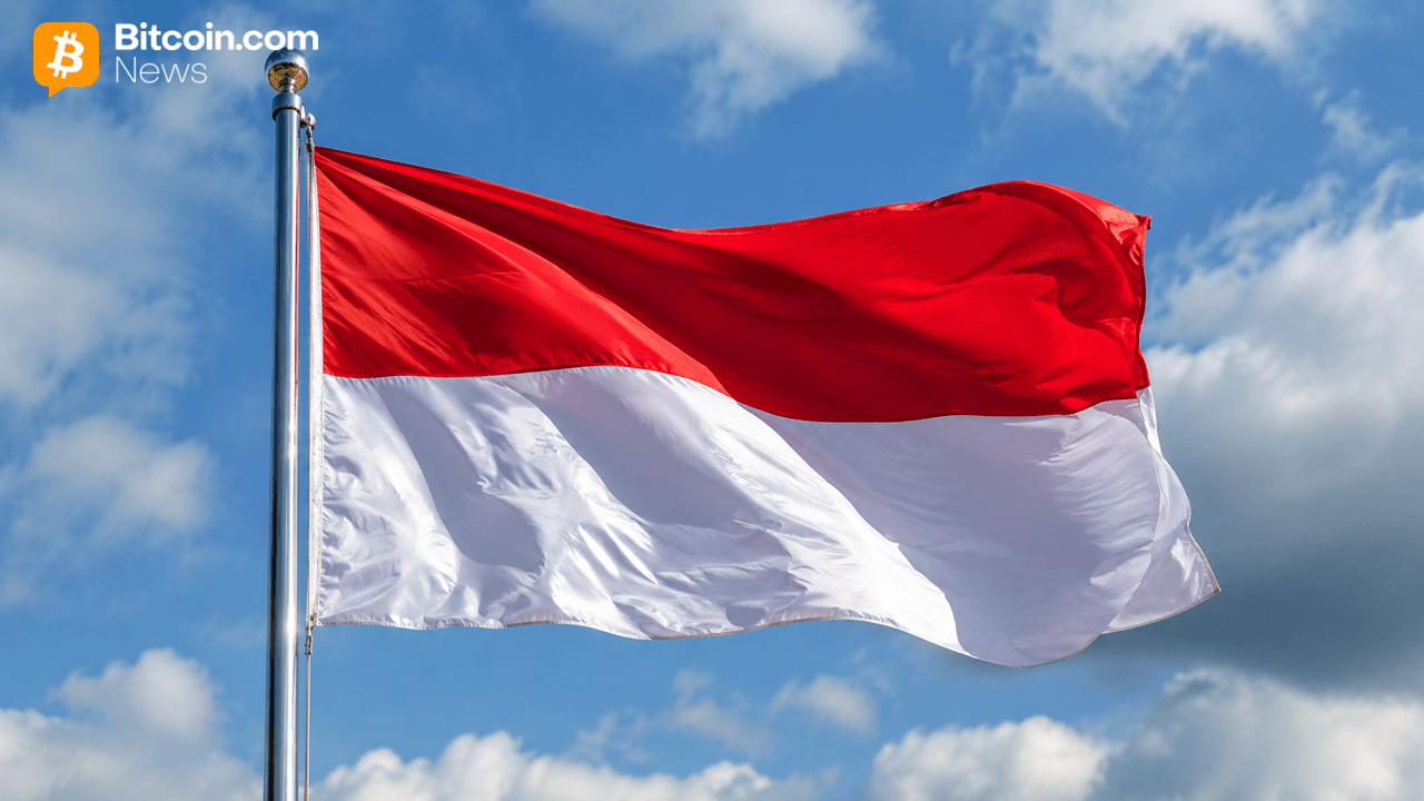 Indonesian flag and blue sky.