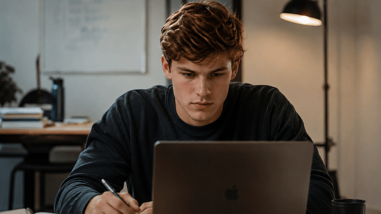 American male studying crypto