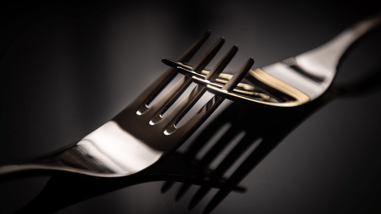 Two forks converging