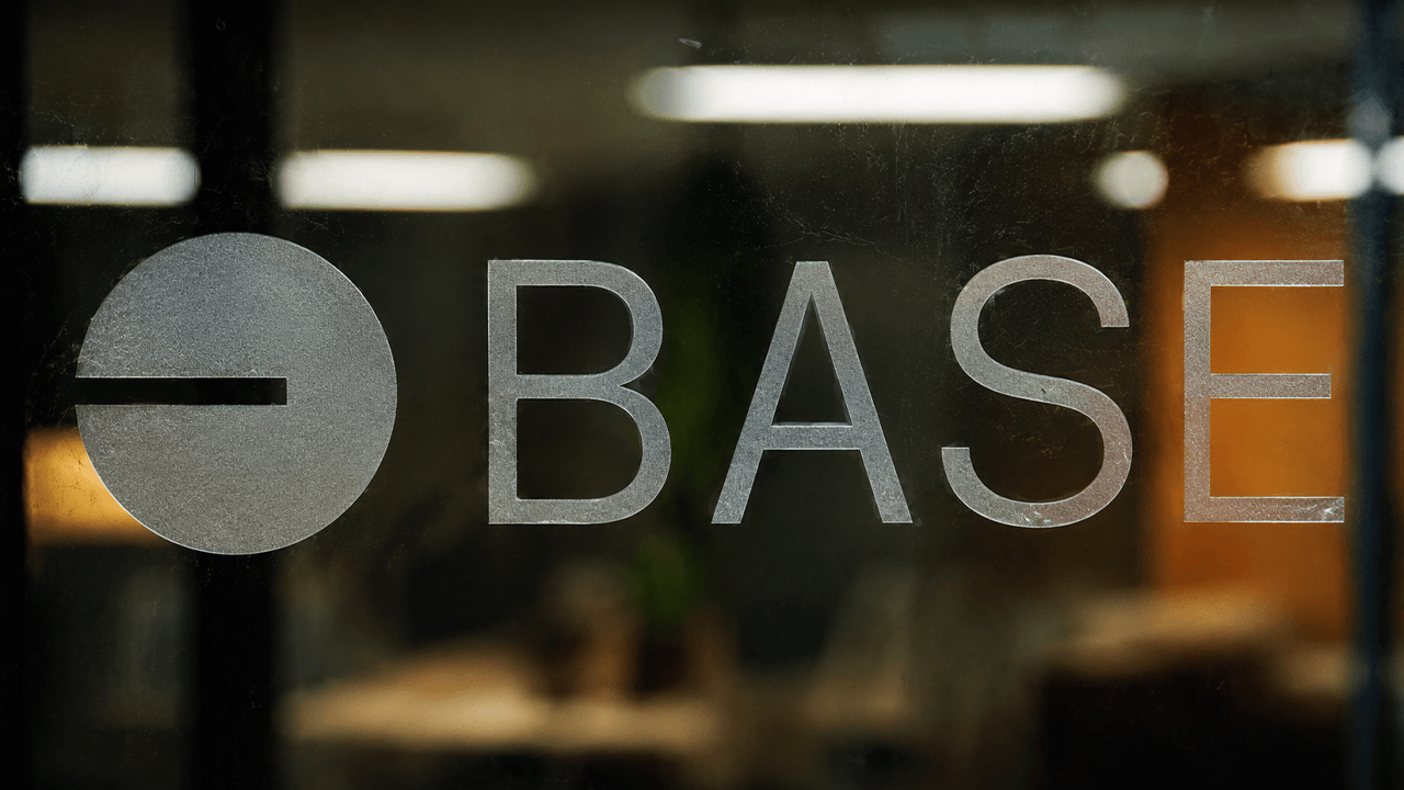 Office door showcasing the L2 Base logo.
