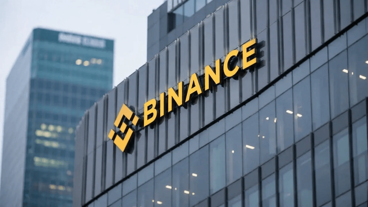 Binance logo on a building.