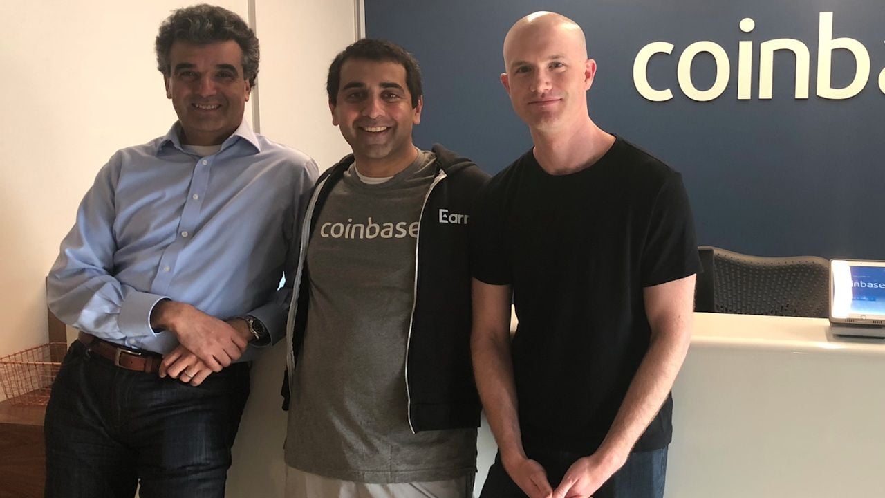 Coinbase CEO Brian Armstrong Standing With Colleagues