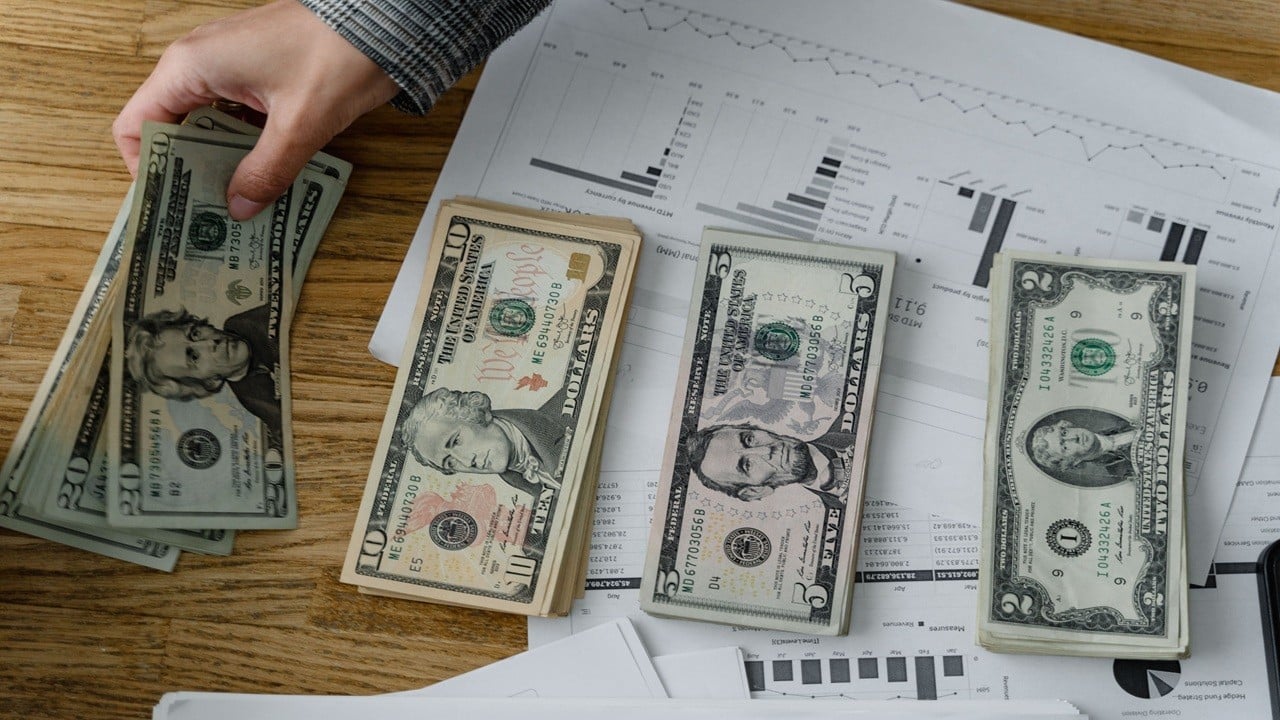 Stacks of cash placed on a table