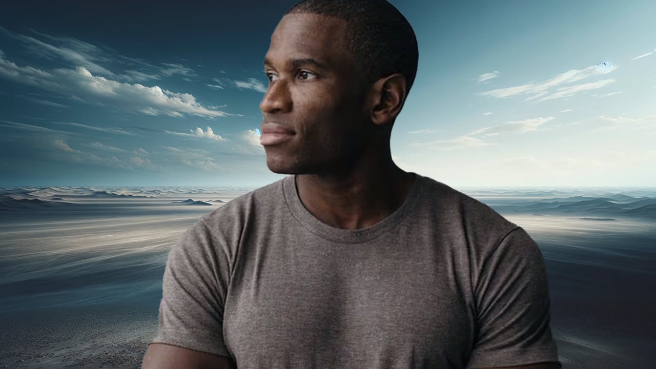 Image of Arthur Hayes against an expansive landscape backdrop.