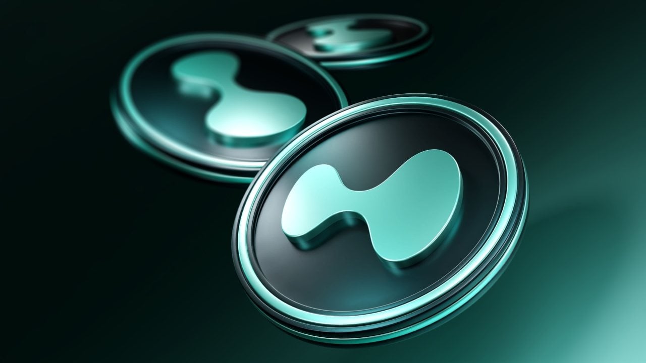 Logo of hyperliquid amidst a green/black backdrop.