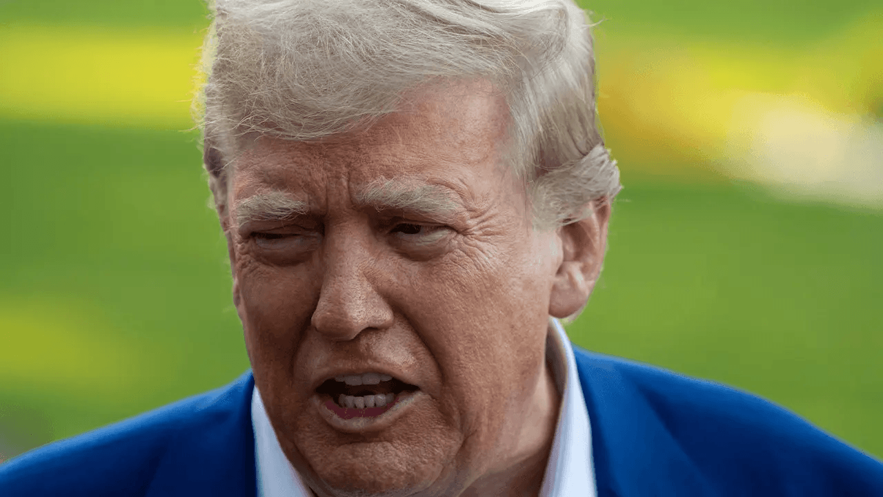 U.S. President Donald Trump talking with the press.
