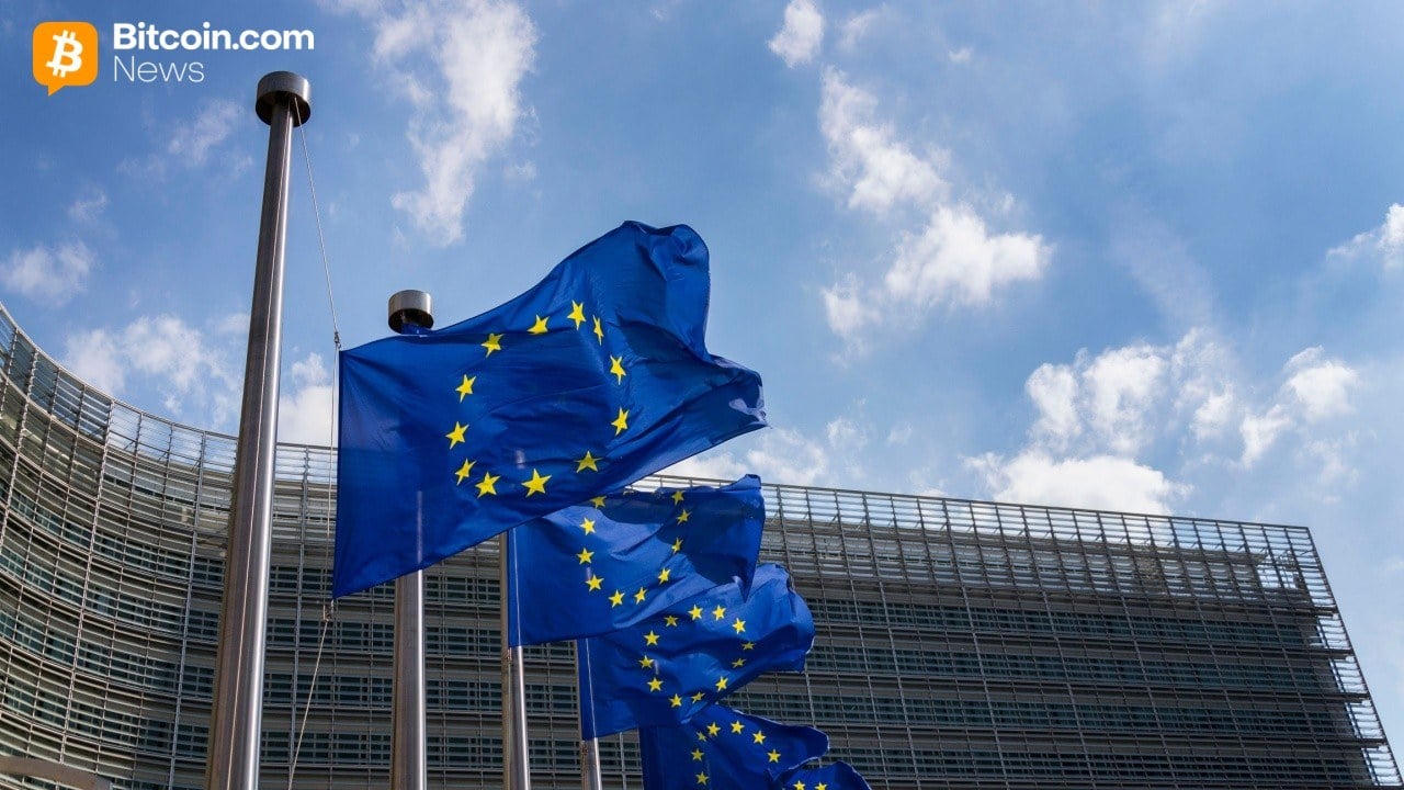 European Union flags Waving