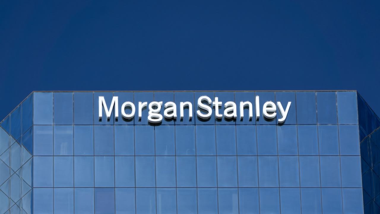 Morgan Stanley logo on high rise building