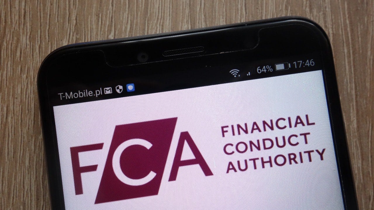 FCA Logo and text on mobile phone screen