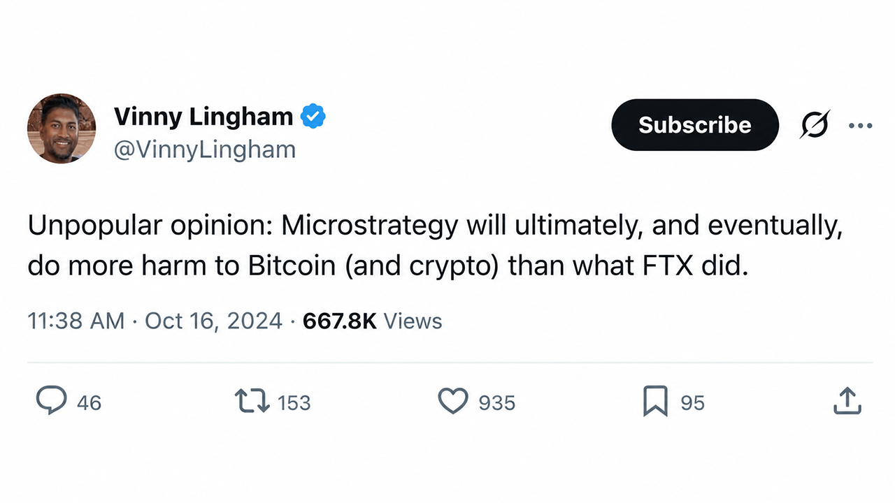 Image of Vinny Lingham's 2024 X post.