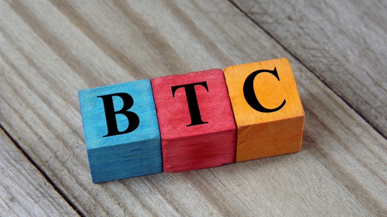 BTC text on colourful wooden blocks
