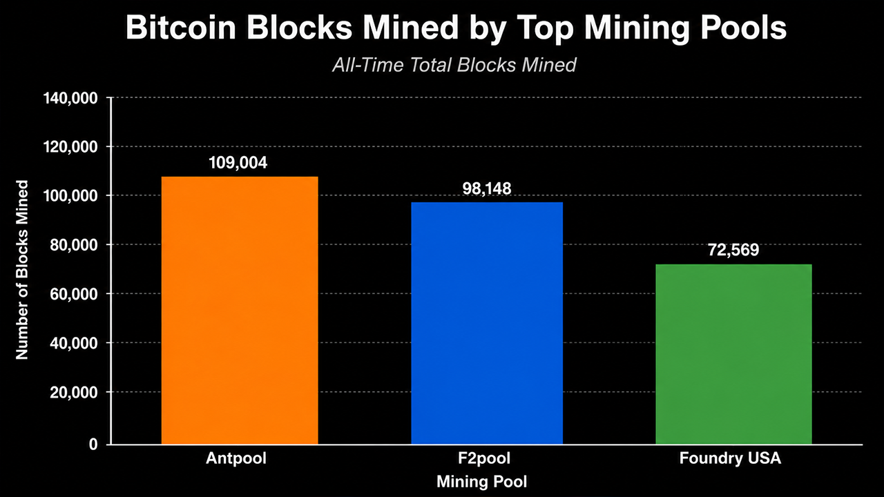 Top 3 mining pools of all time bar chart.