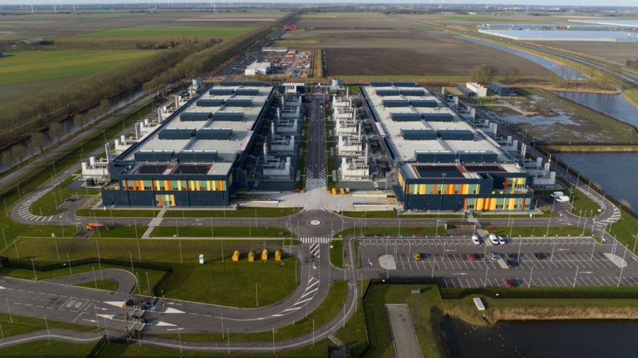 Factory on a wide expanse of land.