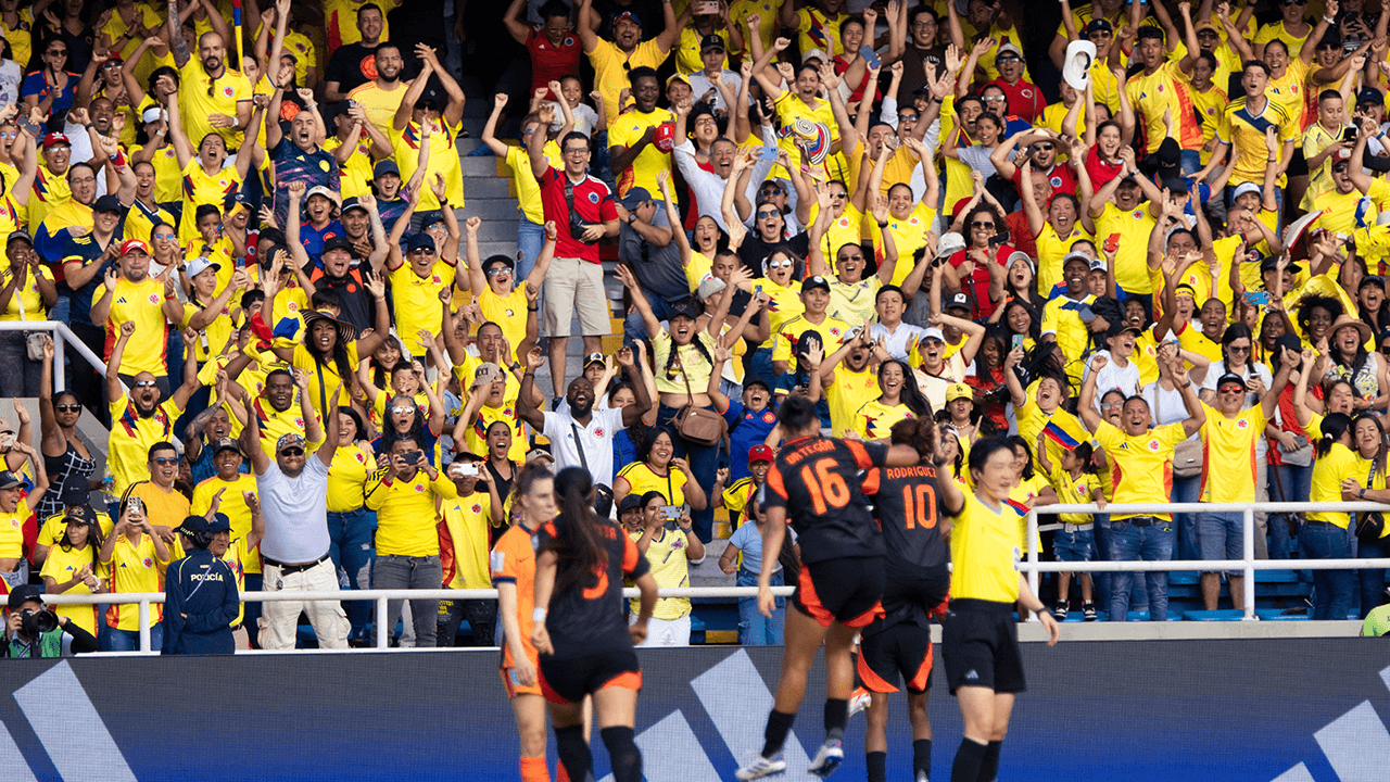 Sports fans at a stadium.