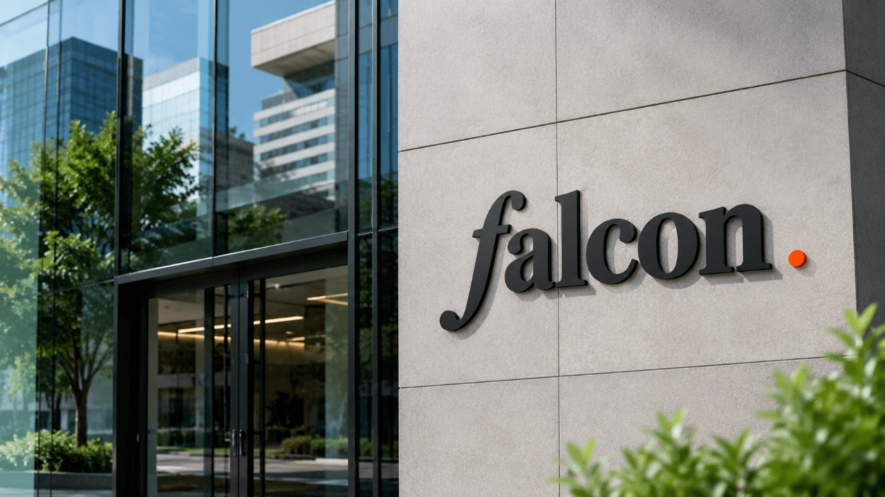 Falcon logo on high rise building