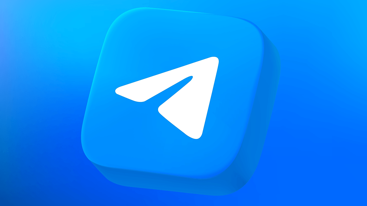 Image of Telegram Logo against a blue backdrop.