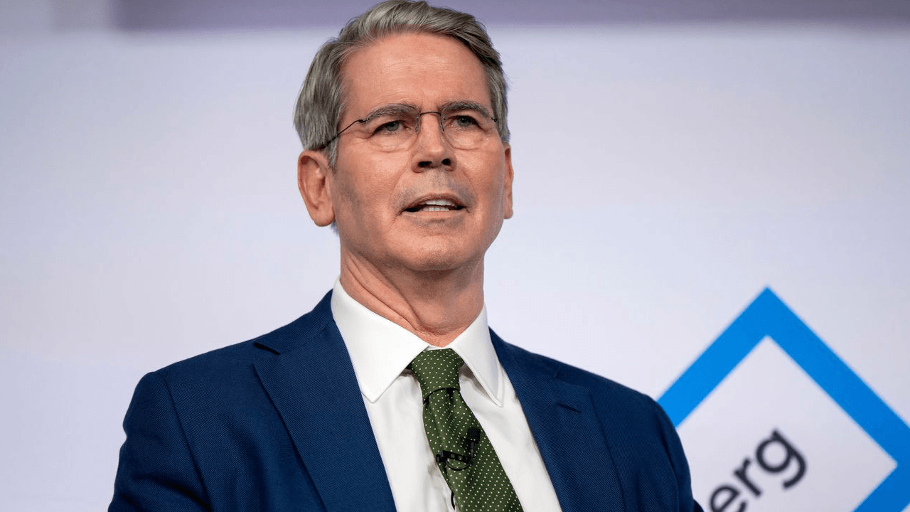 Image of Treasury Secretary Scott Bessent speaking on stage.