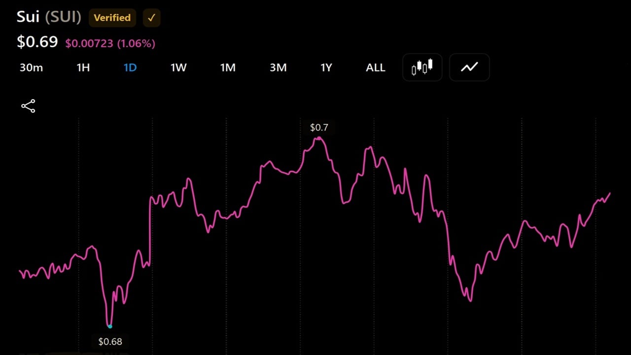 SUI price action 28-29 July