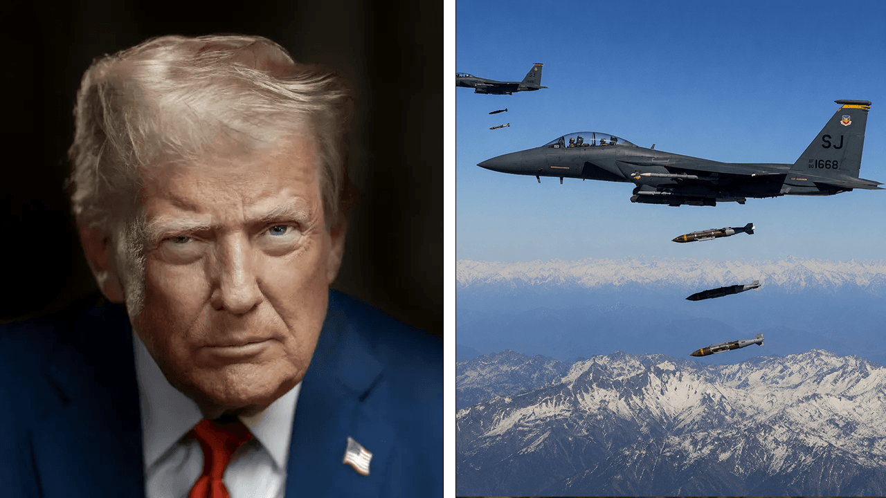 Donald Trump and US war bomber planes.