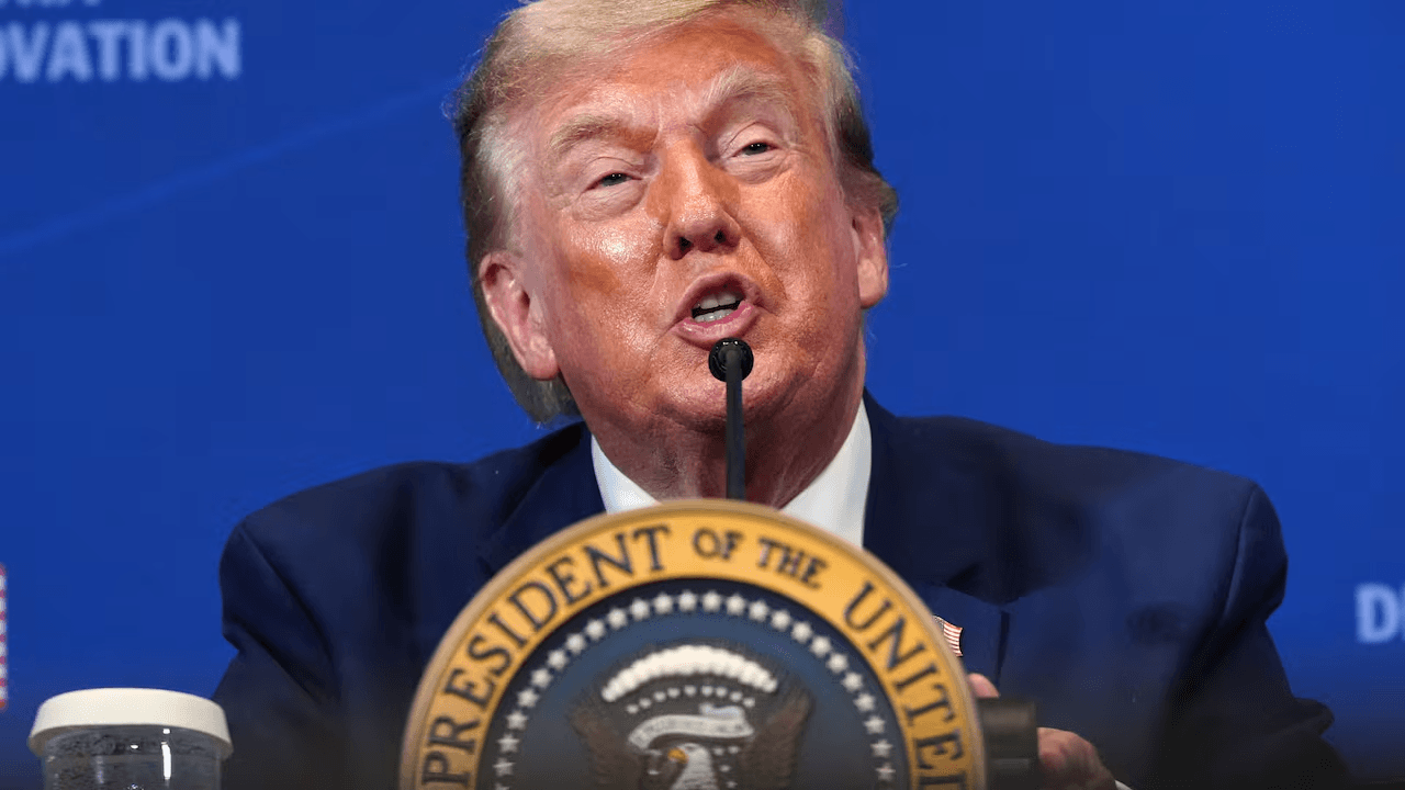 Trump doing a speech.