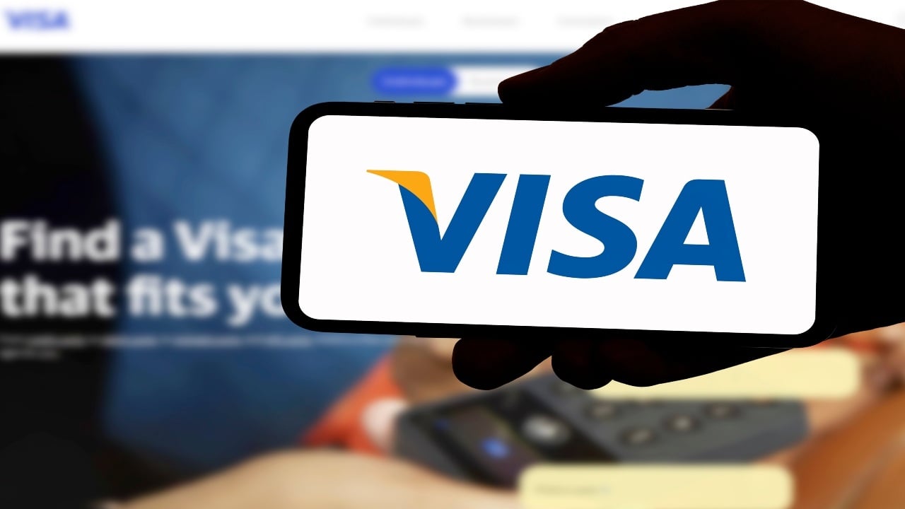 Mobile phone displaying VISA logo