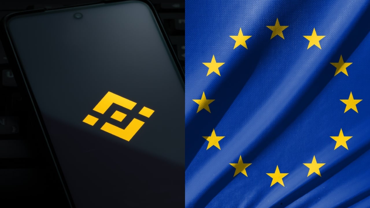 Binance logo and EU Flag
