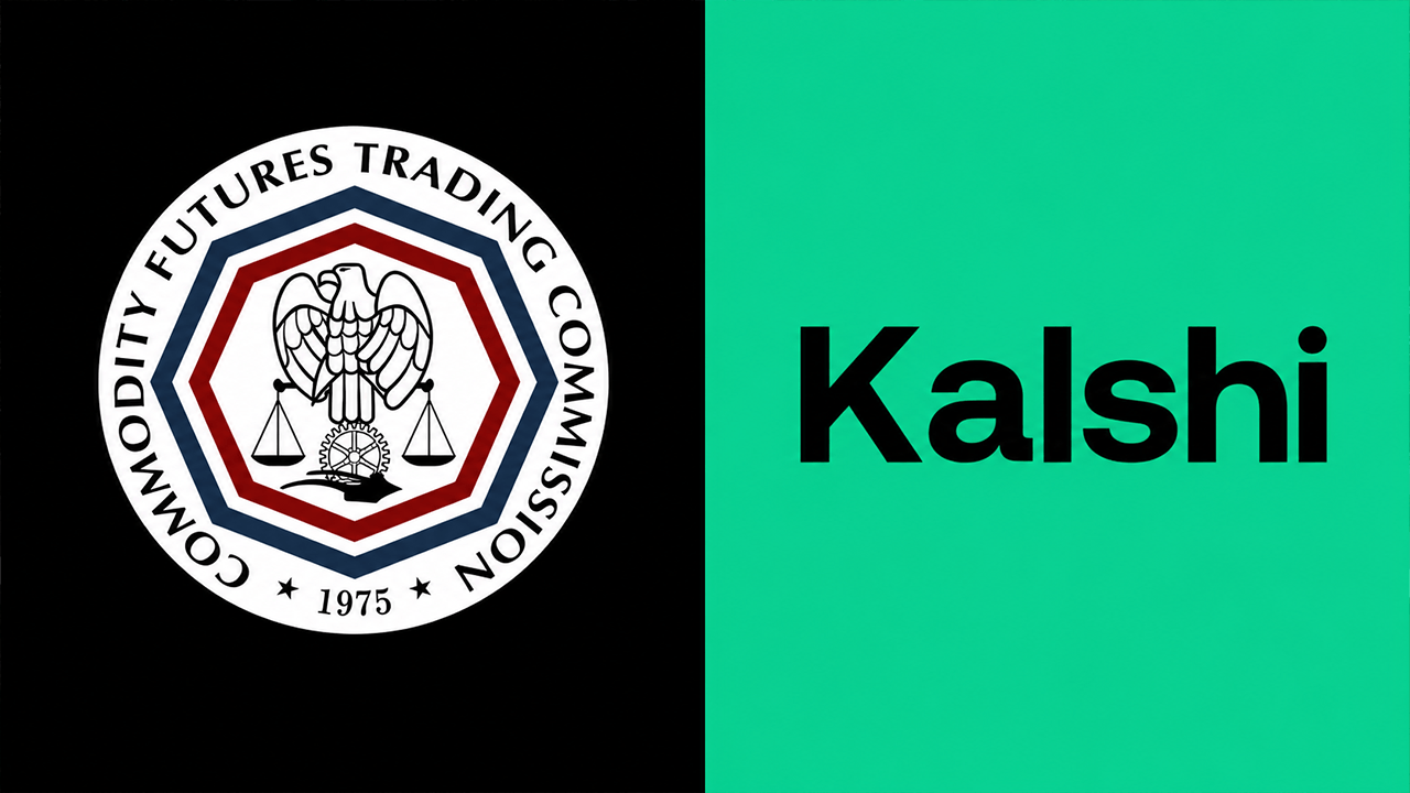 CFTC logo and Kalshi logo half-in-half.