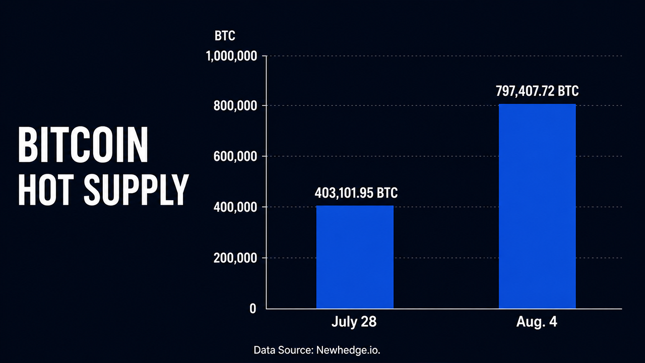 Bitcoin hot supply chart via Newhedge.io's onchain analytics.