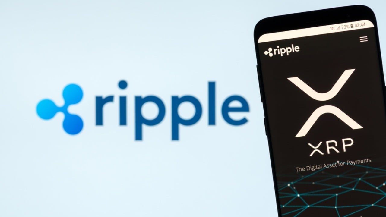 Ripple logo and XRP logo on mobile