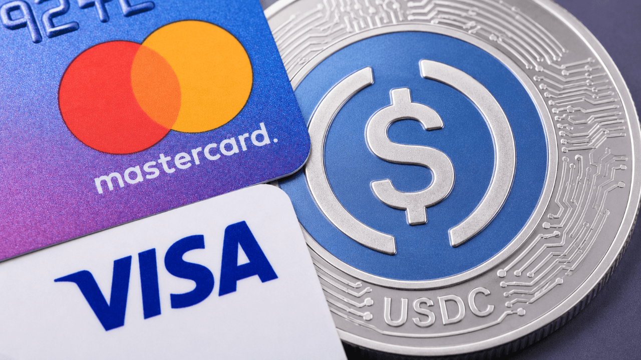 Mastercard and Visa cards with USDC coin