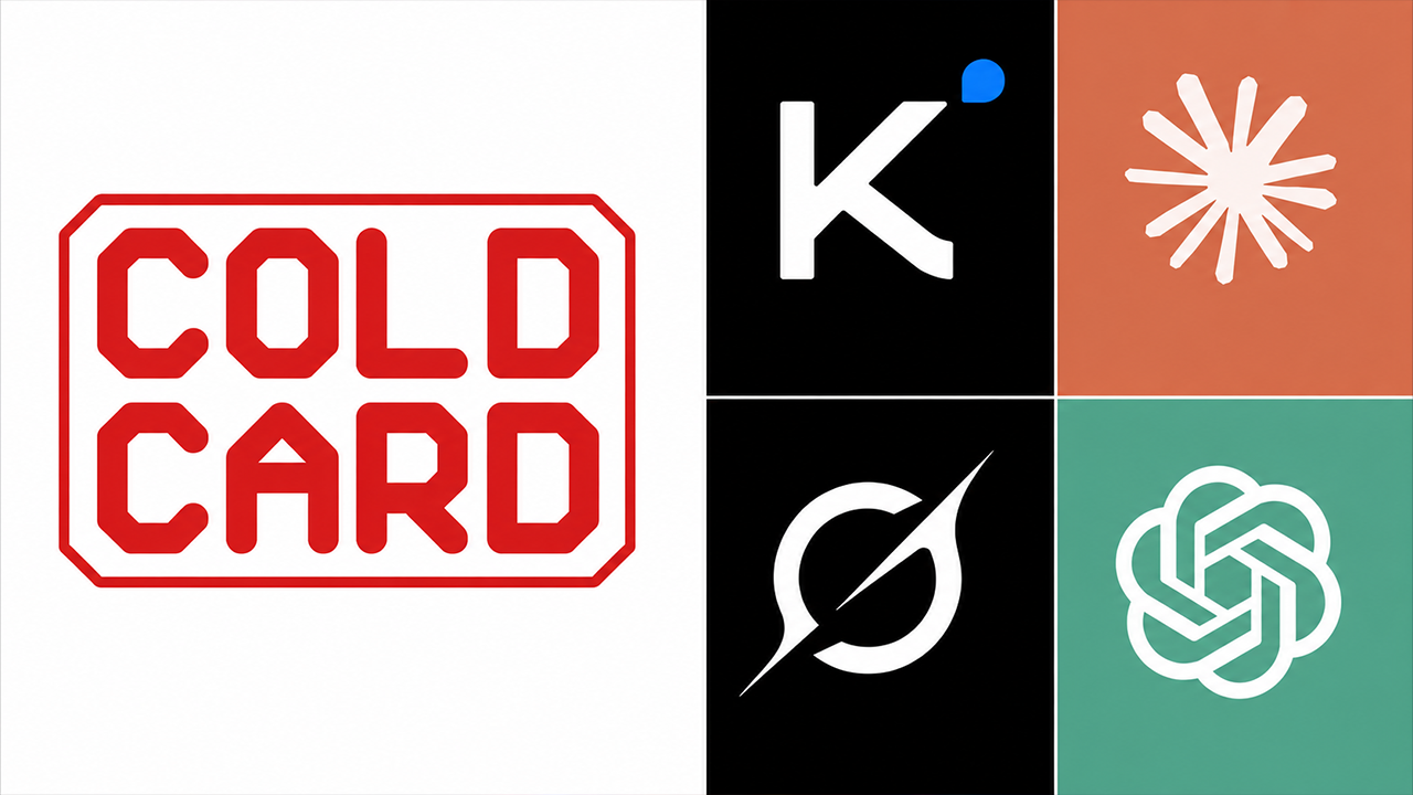 Coldcard and top AI logos mash-up.